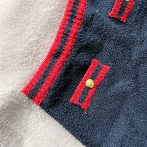 Aqua - Navy Knit Mini Skirt - Red Trim - Size Small - Nautical vibe